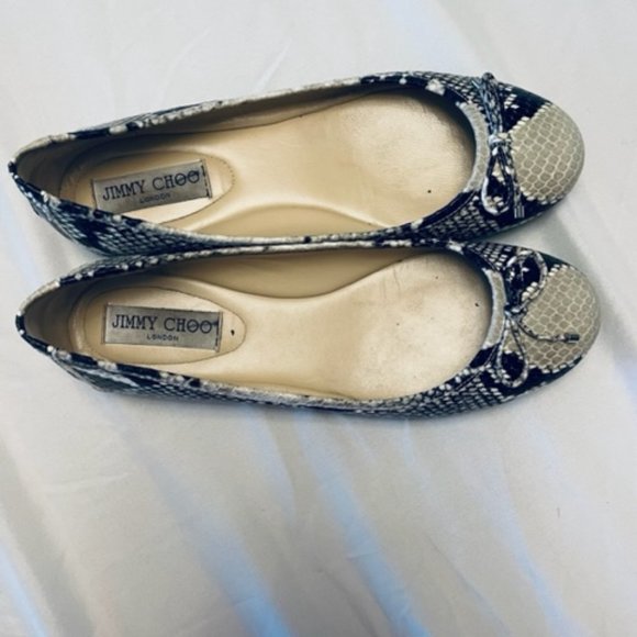 Jimmy Choo Walsh Snake-Effect Leather Ballet Flats